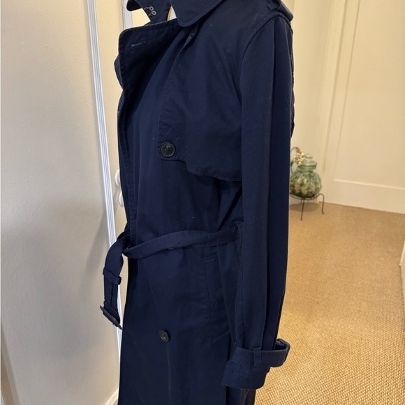 GAP Blue Trench Coat with Wide Lapel and Belt - Picture 7 of 14